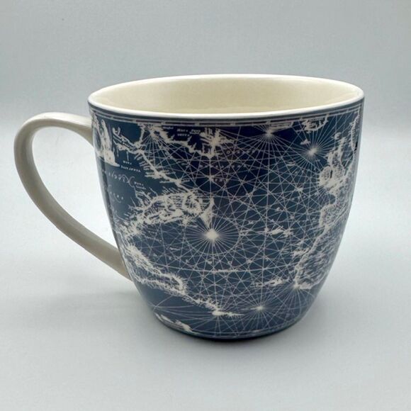 Set of 2 PIMPERNEL VTG Discontinued Mar del Nort Nautical Map 16oz Ceramic Mugs - Picture 4 of 13